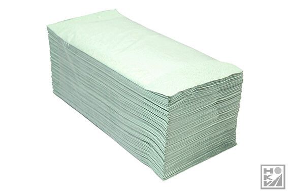 Handdoekpapier Z-fold recycled groen 1-laags 23x25cm. 20 x 250 stuks per doos  (Disp. A0143652)