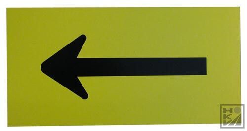 bord 60x30cm geel/zwart met pijl