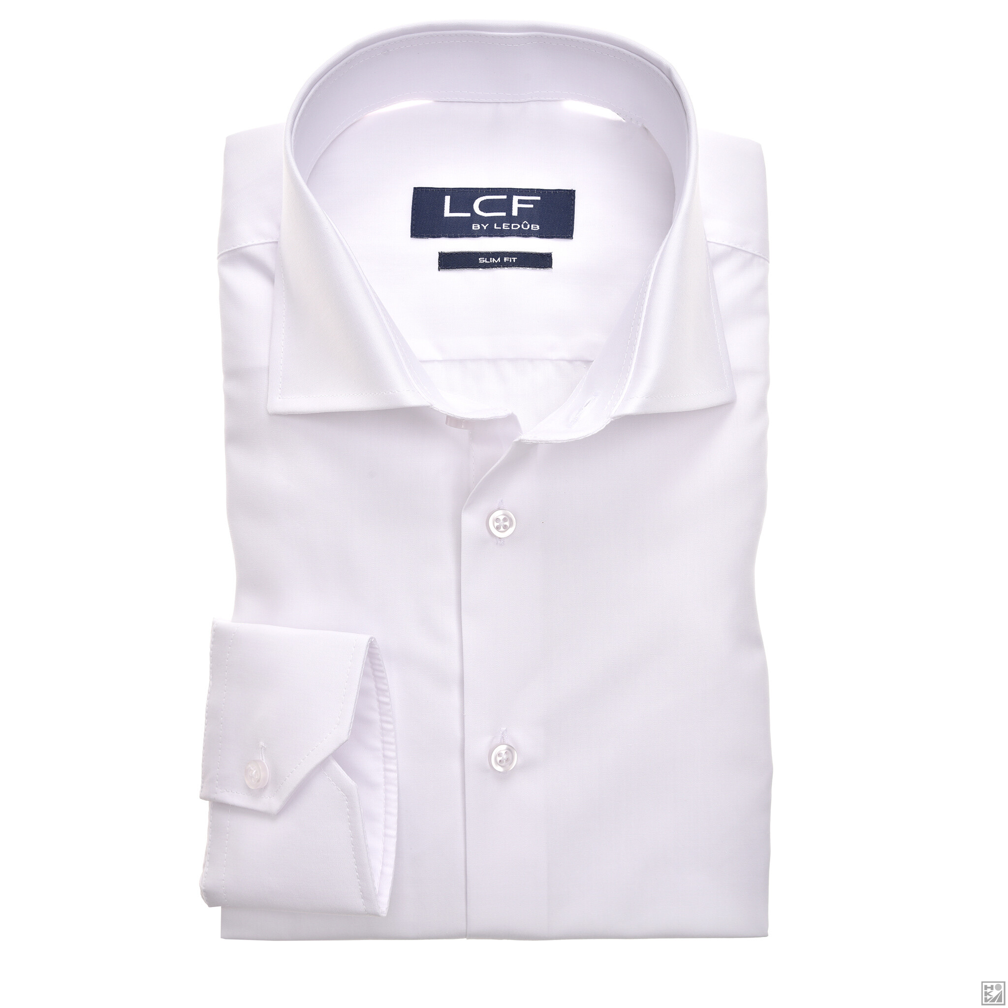 LCF overhemd heren slim fit 8048512-910 wide spread 55% katoen 45% polyester ML5 wit