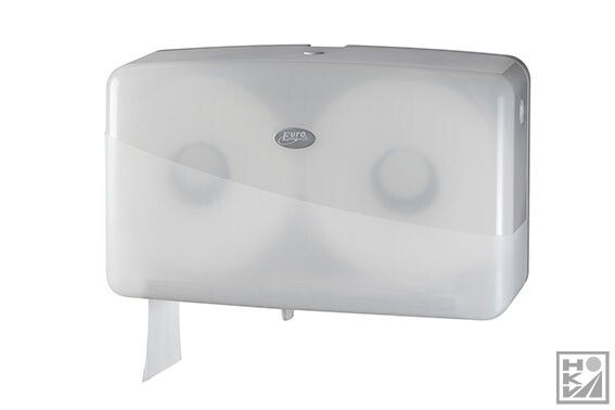 Euro Pearl WHITE mini jumbo duo toiletpapier dispenser
