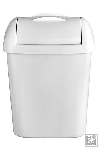 Afvalbak dameshygiene kunststof wit 8 Liter, gesloten en met wandbevestiging