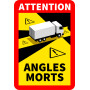 Sticker:  “Angles Morts” (Frankrijk) Dode hoek, maat: h25 x b17cm(volgens Franse wet-en regelgeving)